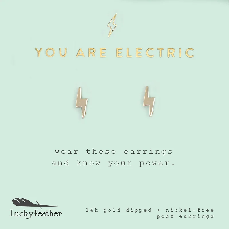 You are Electric - Gold Bolt Earrings