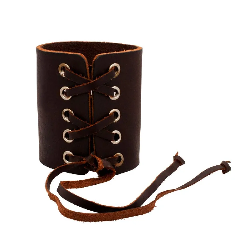 Rocker Laced Brown Top Grain Leather Cuff Bracelet