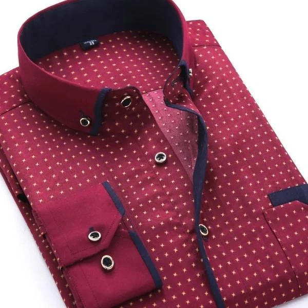 Casual Burgundy Dress Shirt | Slim Fit | Sizes 38-45