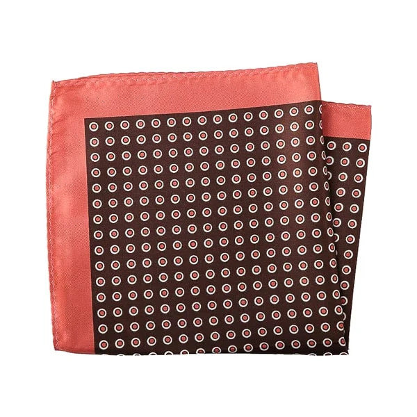 Classy Men Brown Orange Dot Pocket Square