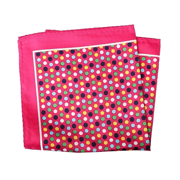 Classy Men Pink Colorful Dot Pocket Square