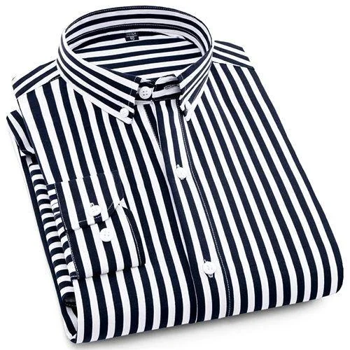 Black Striped Casual Dress Shirt | Modern Fit | Sizes 38-44