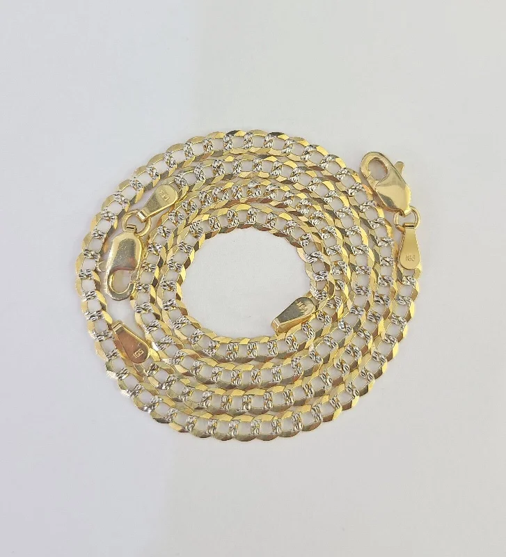 14K Solid Cuban Curb Link Bracelet Diamond Cut 3mm 7" Inch REAL Yellow Gold