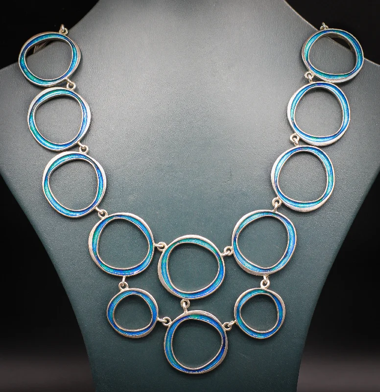 Stylish silver & enamel necklace