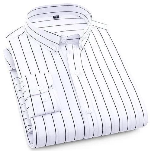 White Pinstripe Casual Dress Shirt | Modern Fit | Sizes 38-44