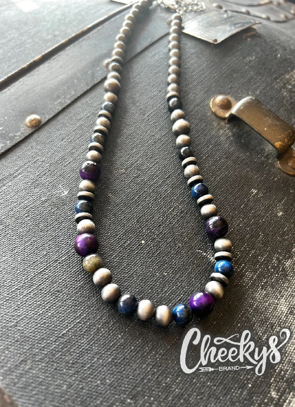 Purple/Navy Navajo Bead Necklace