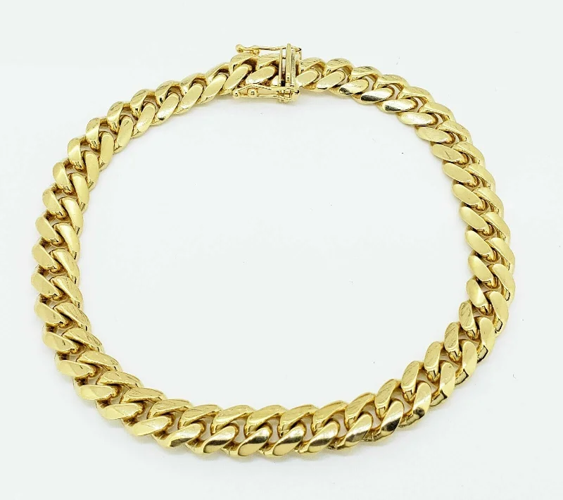 Mens Miami Cuban Bracelet Solid 14k Yellow Gold Bracelet 9 Inch 6mm REAL 14KT