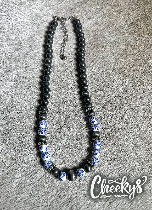 Blue Flower Navajo Pearl Necklace