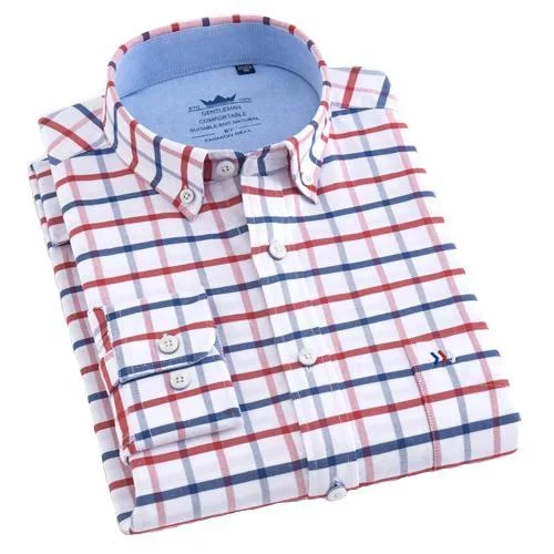 Red Checkered Oxford Dress Shirt | Regular Fit | Sizes 38-44