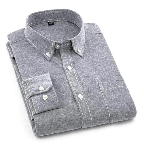 Plain Grey Oxford Dress Shirt | Regular Fit | Sizes 38-44