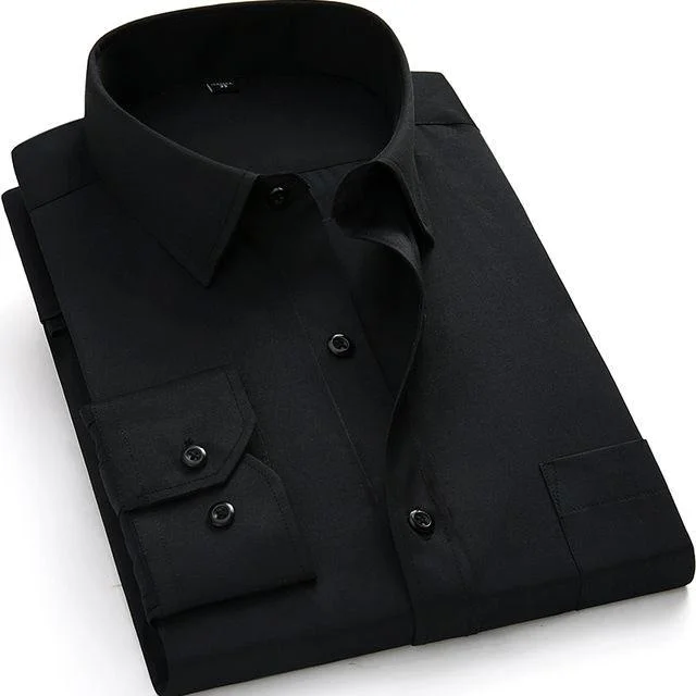 Basic Black Dress Shirt | Modern Fit | Sizes 38-48