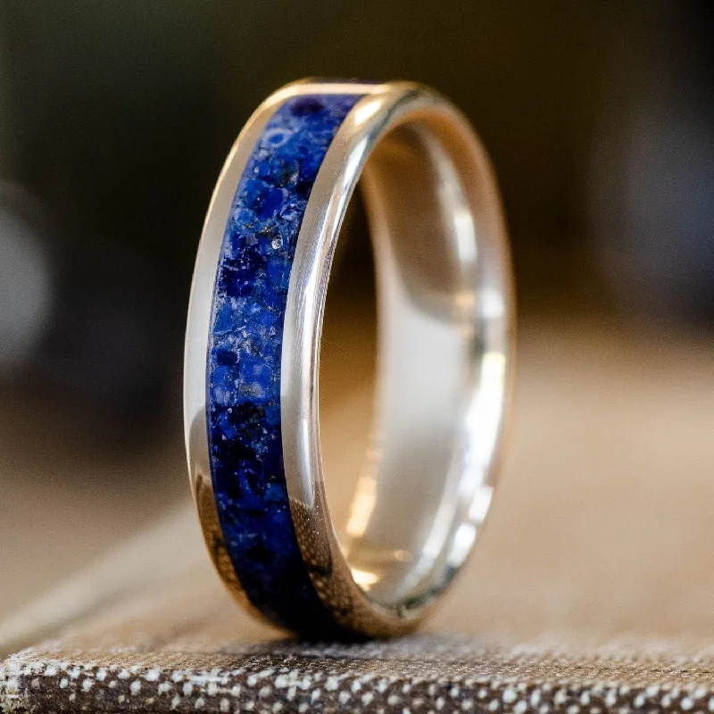 The Atlas | Men's Silver Lapis Lazuli Wedding Band