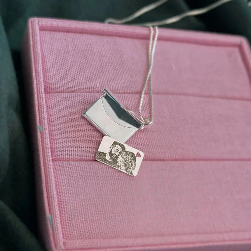 Envelope Picture Engraved Necklace