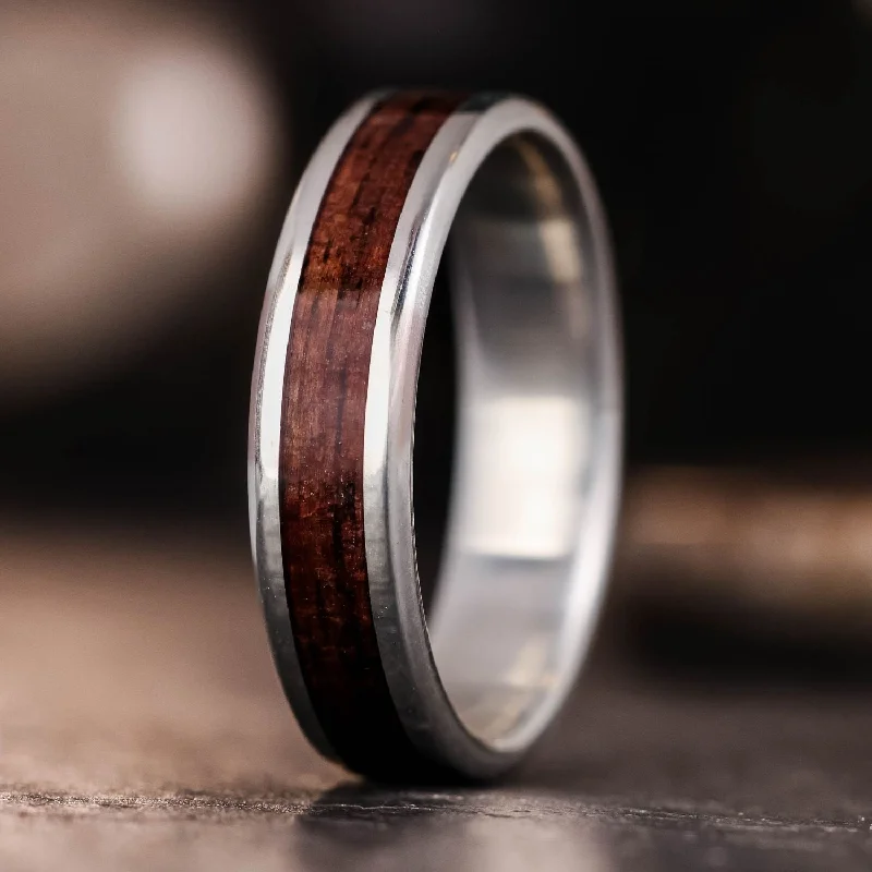 The Garand | Men's M1 Garand Rifle Stock Wood and Silver Wedding Band