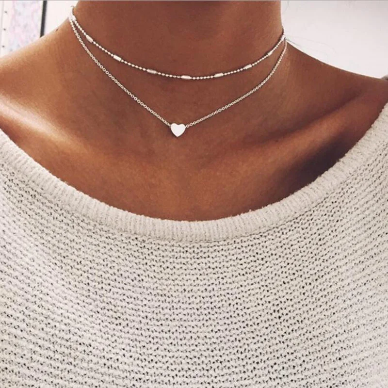 RscvonM Brand Stella DOUBLE HORN PENDANT HEART NECKLACE GOLD Dot LUNA Necklace Women Phase Heart Necklace Drop shipping