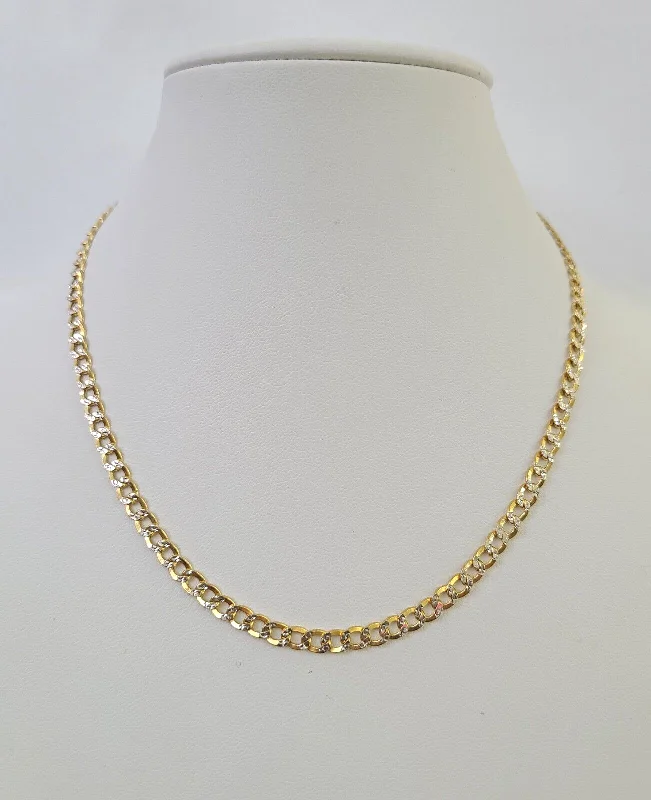 REAL 14k Cuban Curb Link Necklace Chain 4mm 16 inches Diamond Cuts 14kt