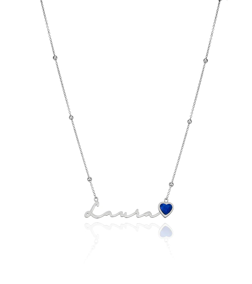 Birthstone Signature Name Necklace