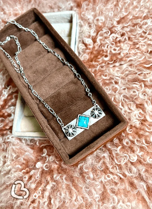 Alina Turquoise Starburst Bar Necklace