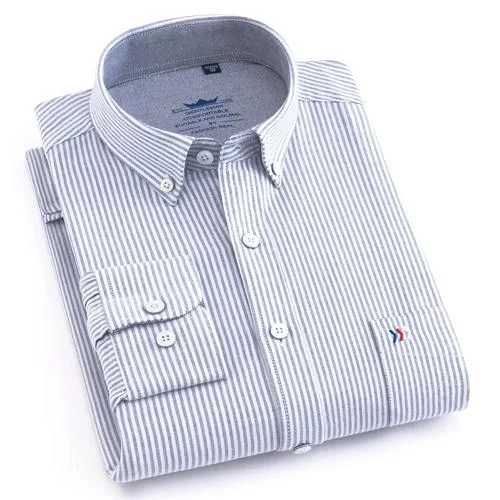 Grey Striped Oxford Dress Shirt | Regular Fit | Sizes 38-44