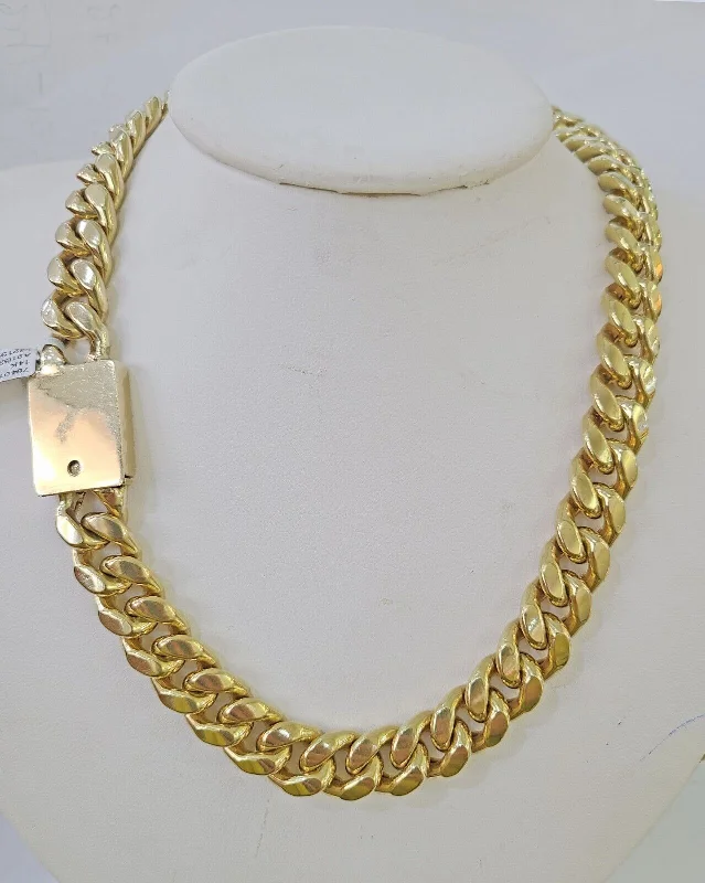 14k Real Miami Cuban Link Chain Chino Lock 20 inches 13mm Genuine Yellow Genuine