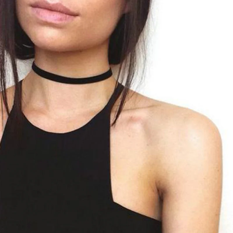 Vintage Retro Black Velvet Choker Necklace Mujer