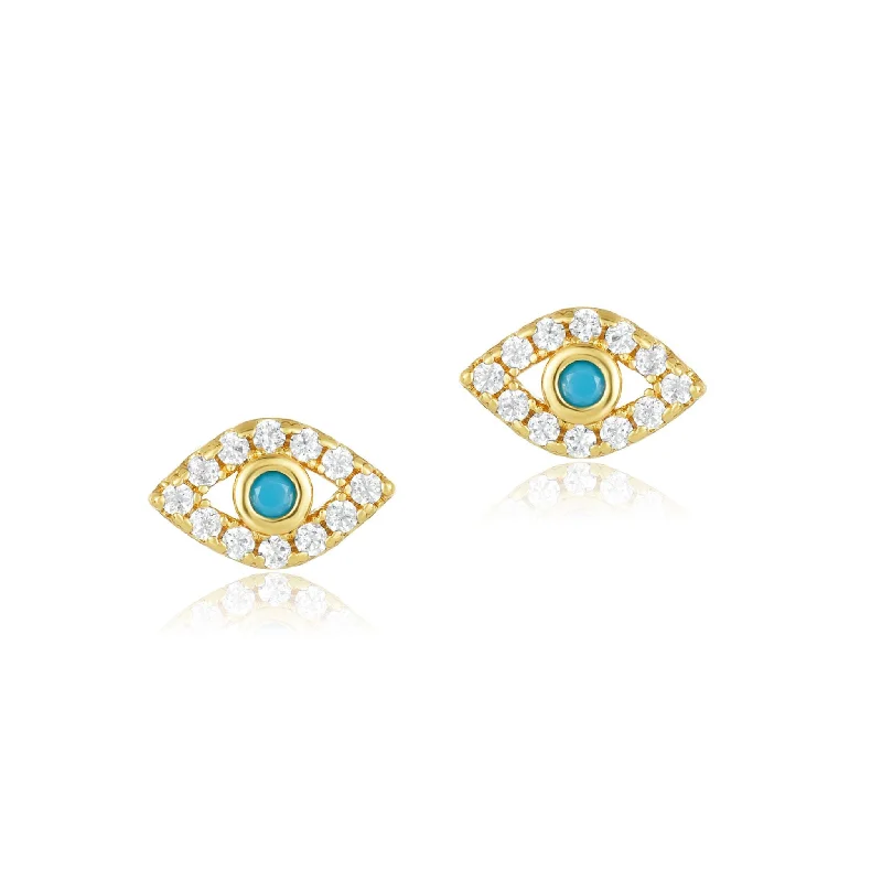 14k Gold Plated Evil Eye Studs