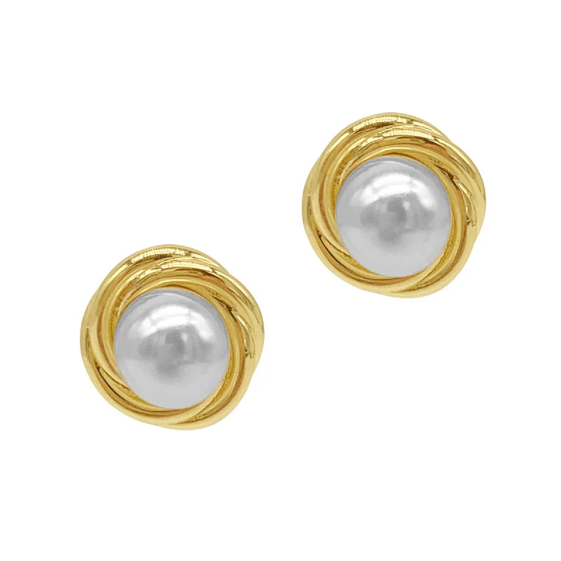 14k Gold Plated Pearl Framed Earrings