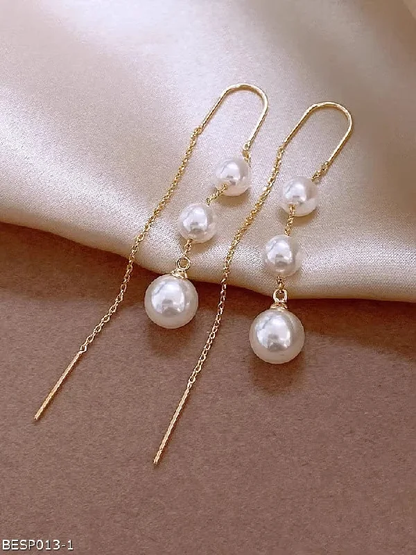 Pearl tassel string earrings