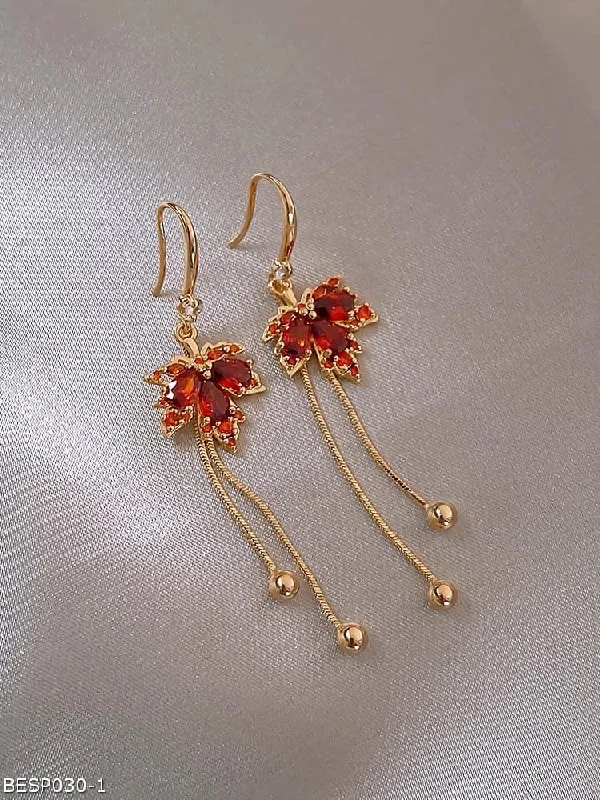 Maple leaf tassel earrings