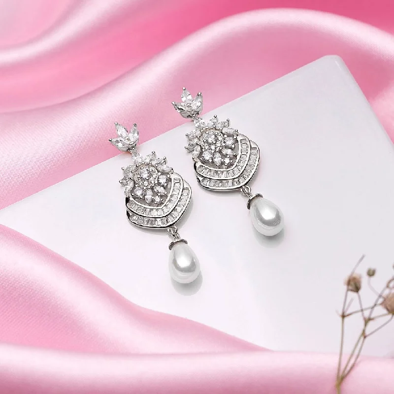 Blooms in Frost Rhodium-Plated 925 Sterling Silver Earrings