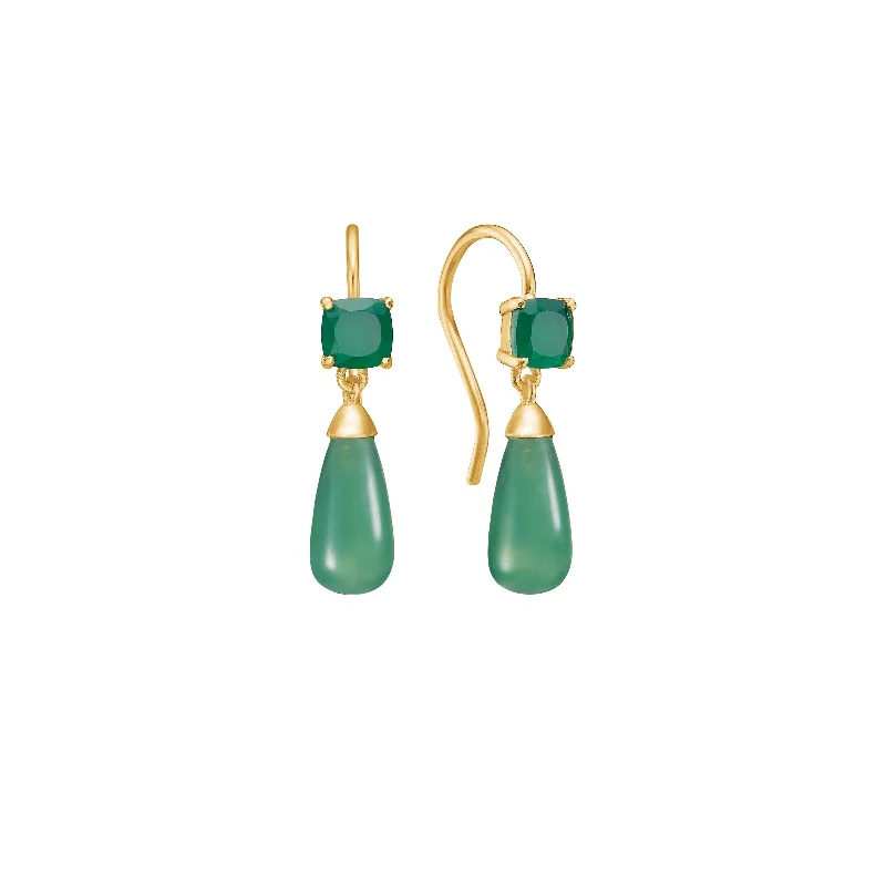 18K Gold Plated Earrings w. Agate