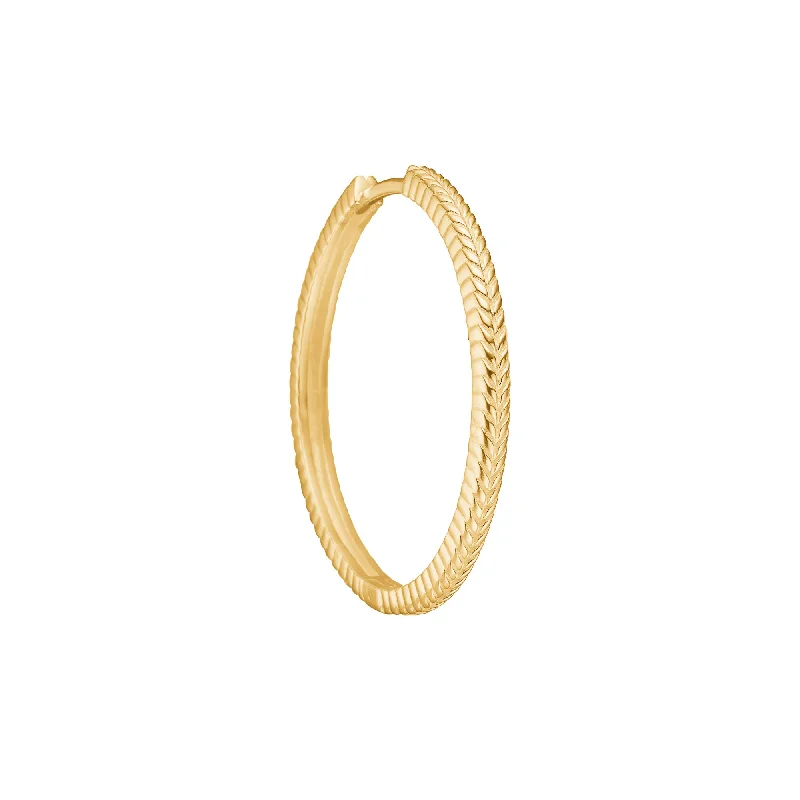 Fishbone large 18K Gold Plated Hoop w. Herringbone details