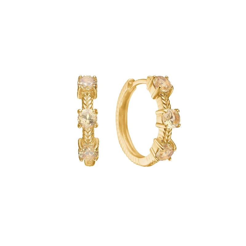 Olalla 18K Gold Plated Hoops 2cm w. Quartz