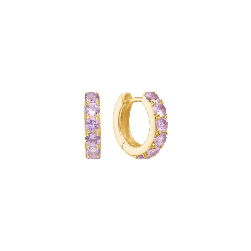 Olalla 18K Gold Plated Hoops w. Purple Amethyst