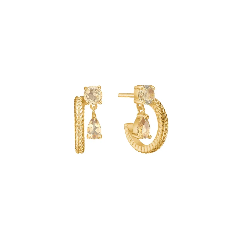 Olalla 18K Gold Plated Hoops w. Quartz