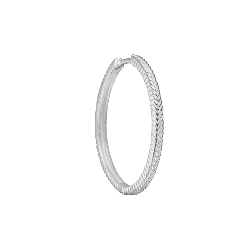 Fishbone large Silver Hoop w. Herringbone detail