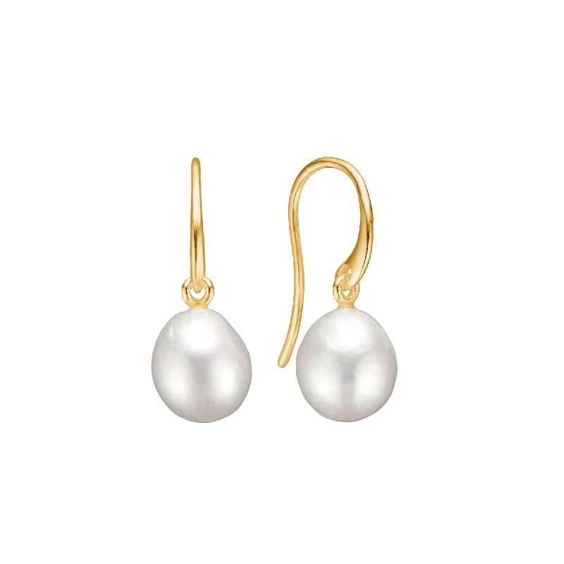 Unicorn 18K Gold Plated Earrings w. Baroque Pearls