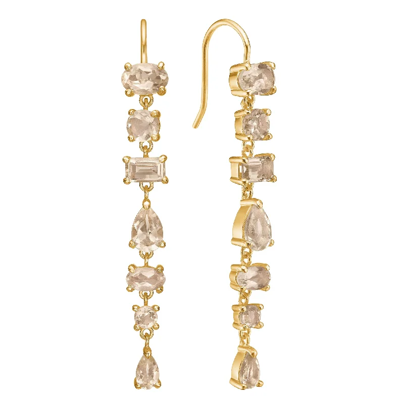 Unicorn 18K Gold Plated Earrings w. Quartz