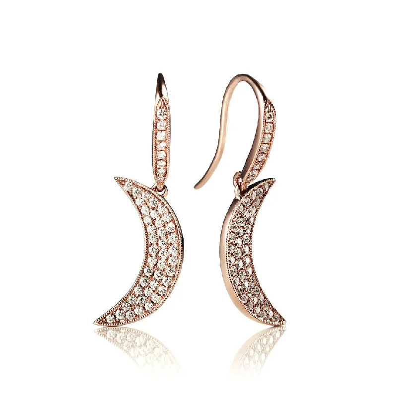 Universe Hanging Moon 18K Gold, Rosegold or Whitegold Earrings w. Diamonds