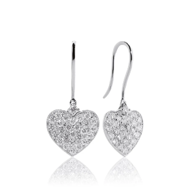 Heart 18K Gold, Rosegold or Whitegold Earrings w. Diamonds