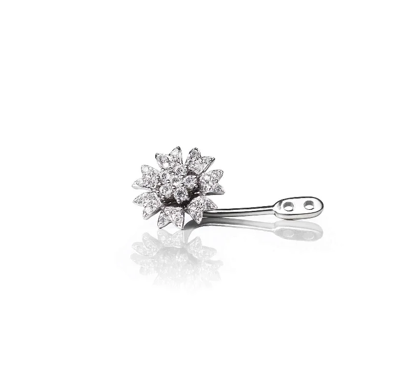 Medium Flower 18K Whitegold, Gold or Rosegold Earring-pendant w. Diamonds