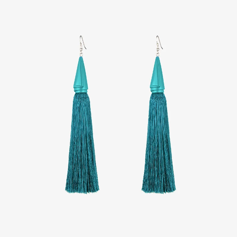 DRAPED SILK TASSEL EARRINGS