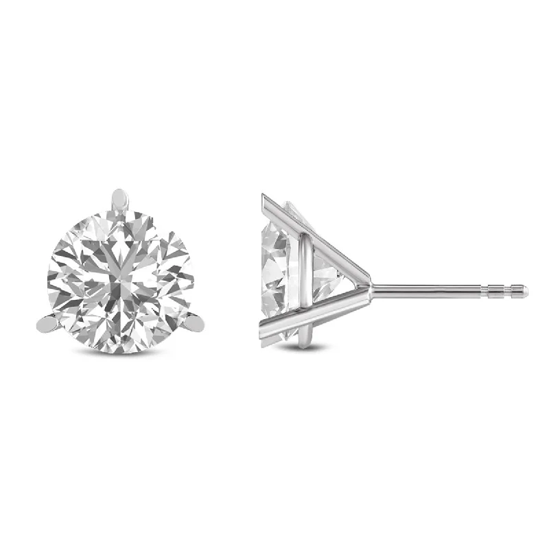 Diana M Lab 1/2ct TW 3prong Martini Studs Earring in 14KT WHITE Gold