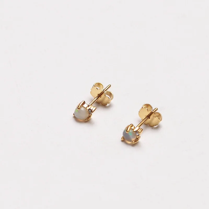 Dots Diamond & Stone Earrings, Solid 14k Gold