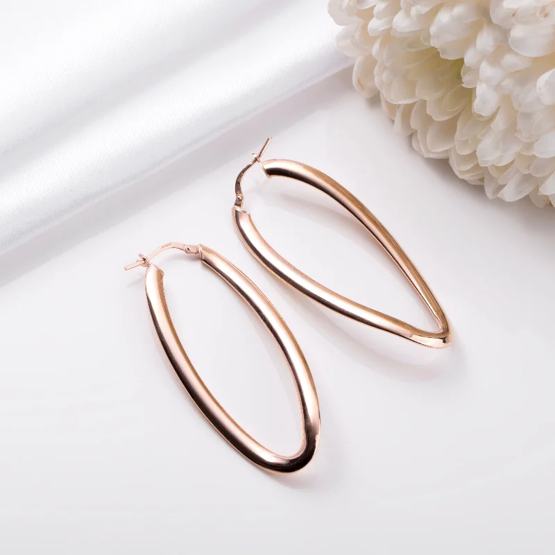 Rosé Petals Cascade Rose Gold Plated 925 Sterling Silver Hoop Earrings