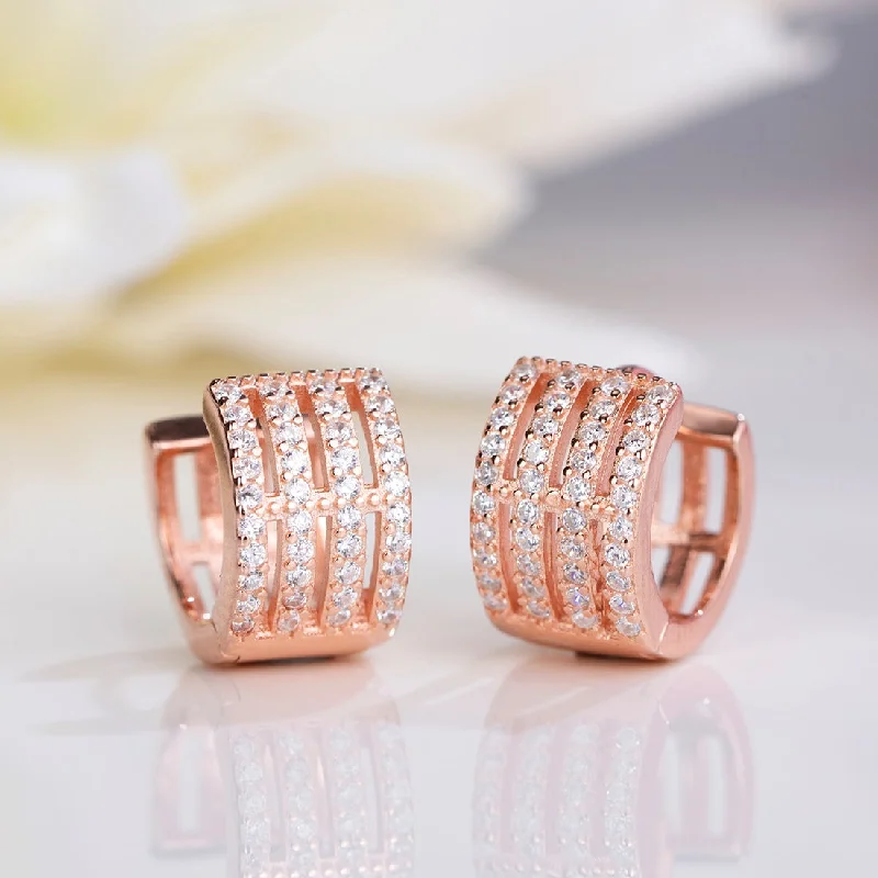 Elegant Rose Gold Plated 925 Sterling Silver Earrings