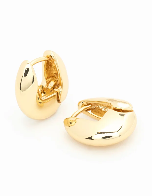 Gold Plated Mini Round Huggie Earrings