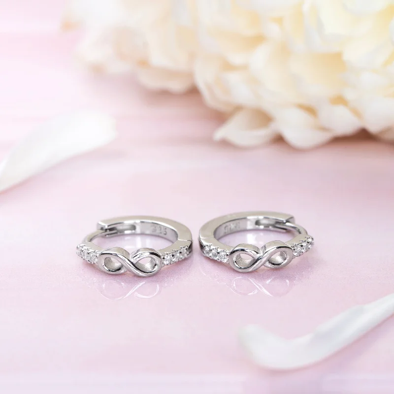 Infinite Radiance Loops Rhodium-Plated 925 Sterling Silver Hoops