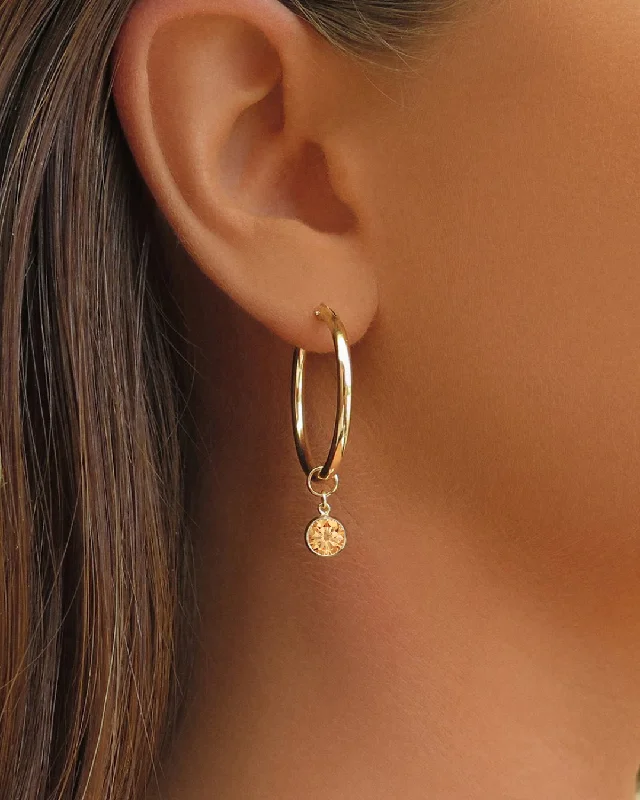 Large Cognac CZ Thick Hoop Earrings