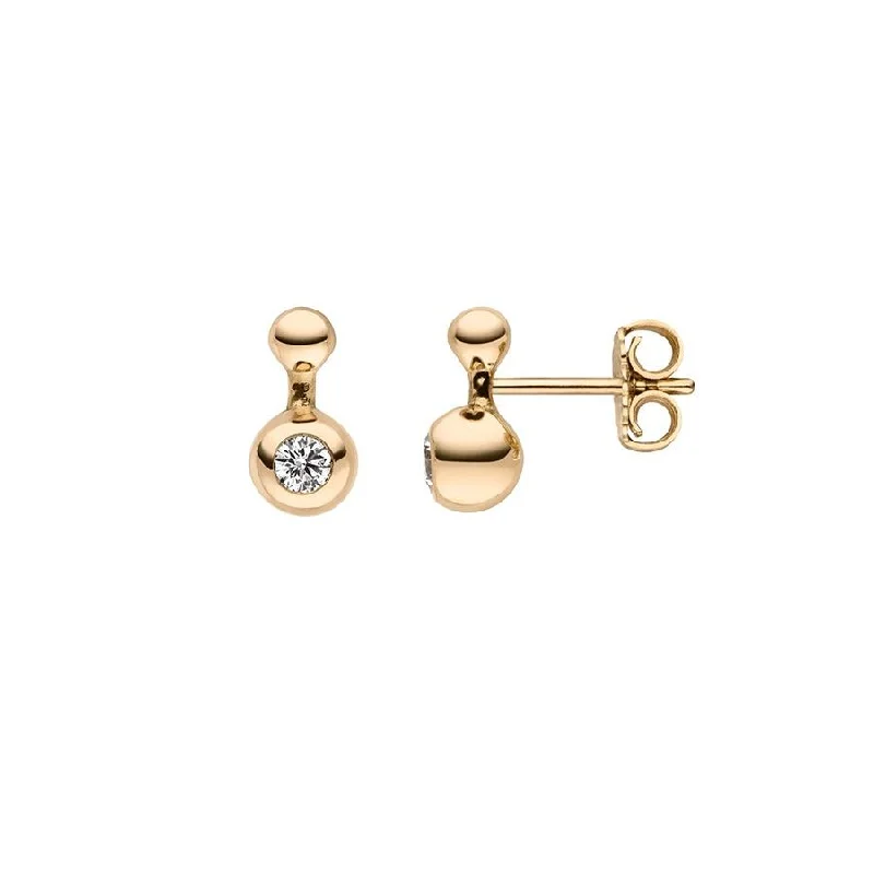 Sphere 18K Gold Earrings w. Lab-Grown Diamonds